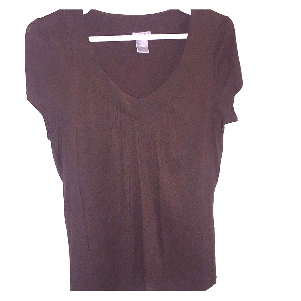 Ann Taylor soft brown v neck shirt sleeve